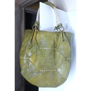 Stefano Bravo Green Fringe Tassel Stitch Shoulder Bag READ